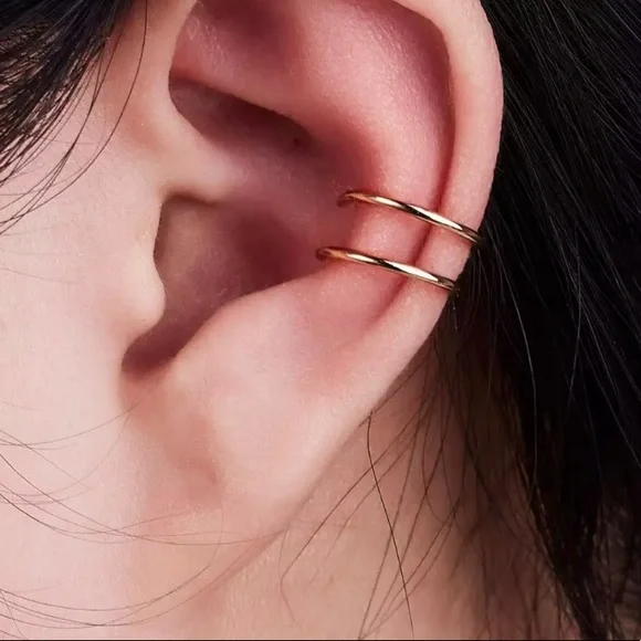 🔴𝟭𝟬/$𝟮𝟱🔴NEW Double Bar Minimalist Ear Cuff Earring - Picture 7 of 16